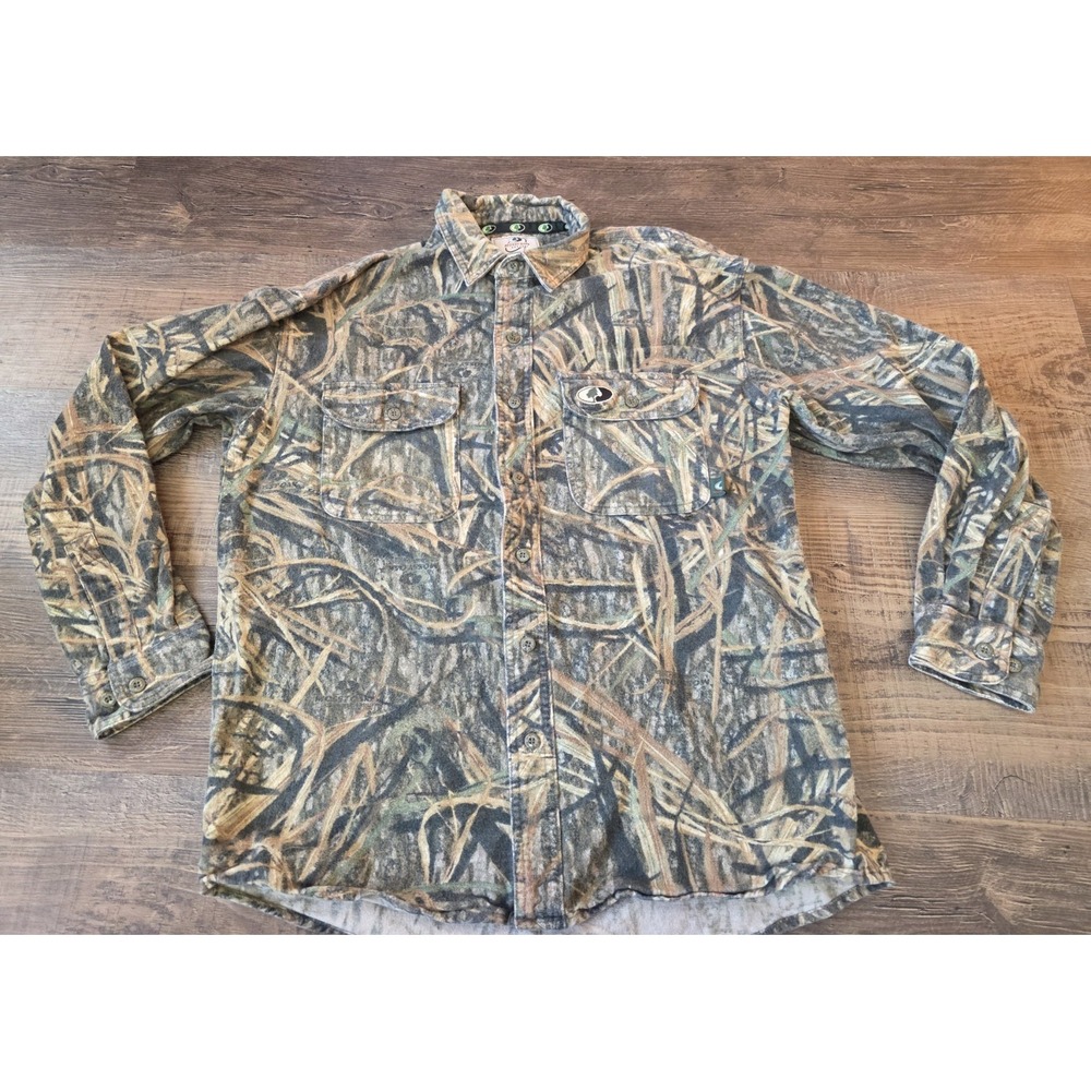 Mossy Oak Mens Medium Camouflage Button Up Silent Stalker Hunting shirt